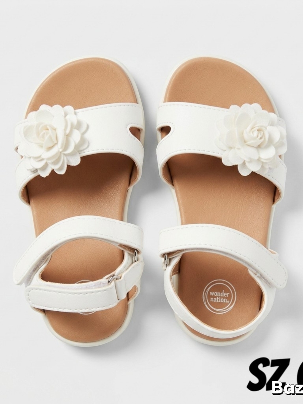 wonder nation White Girls' Floral Strap Sandals